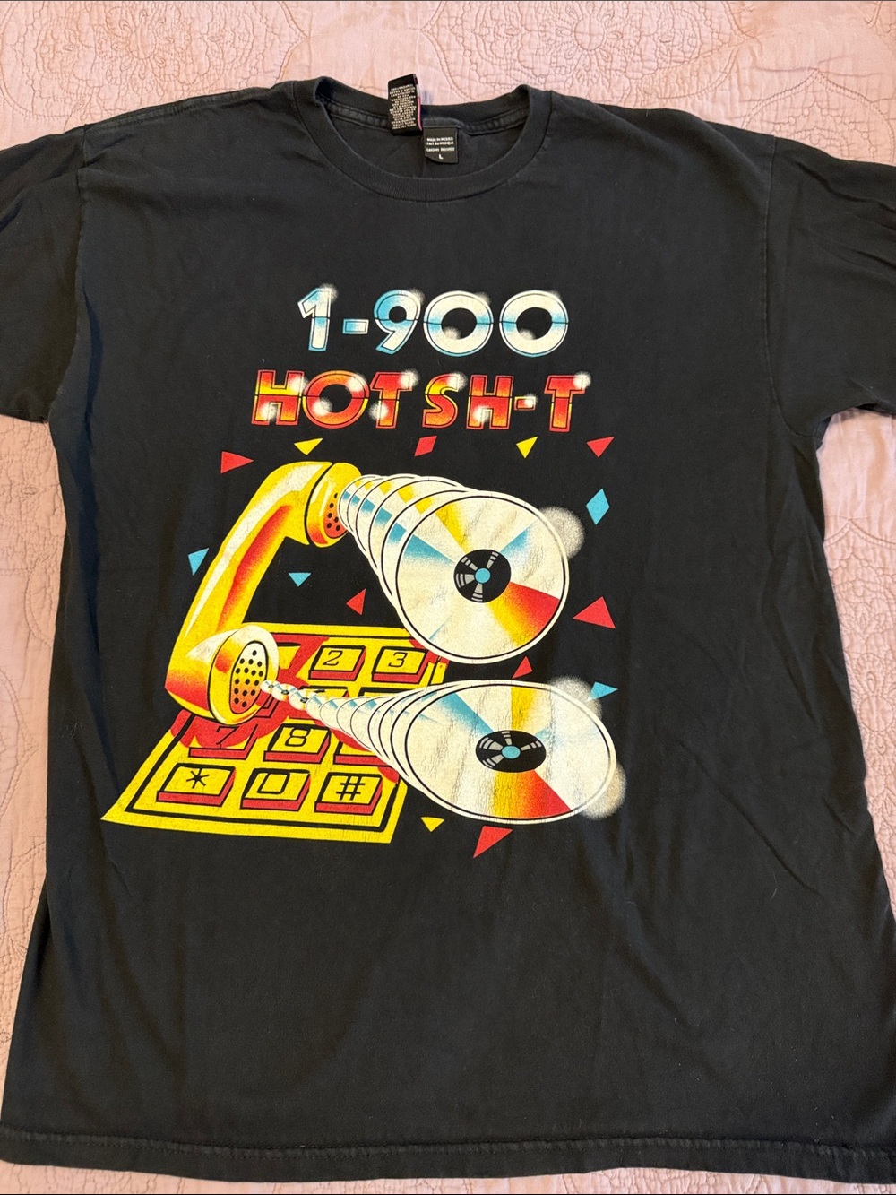 1-900 Hot Sh*t Graphic Tee - Black with Yellow & Red Print - Streetwear Fashion